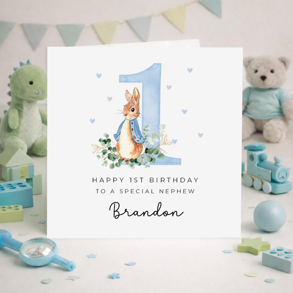 Personalised Blue Rabbit Birthday Gift Wrap | Wrapping Paper | WRAP0038