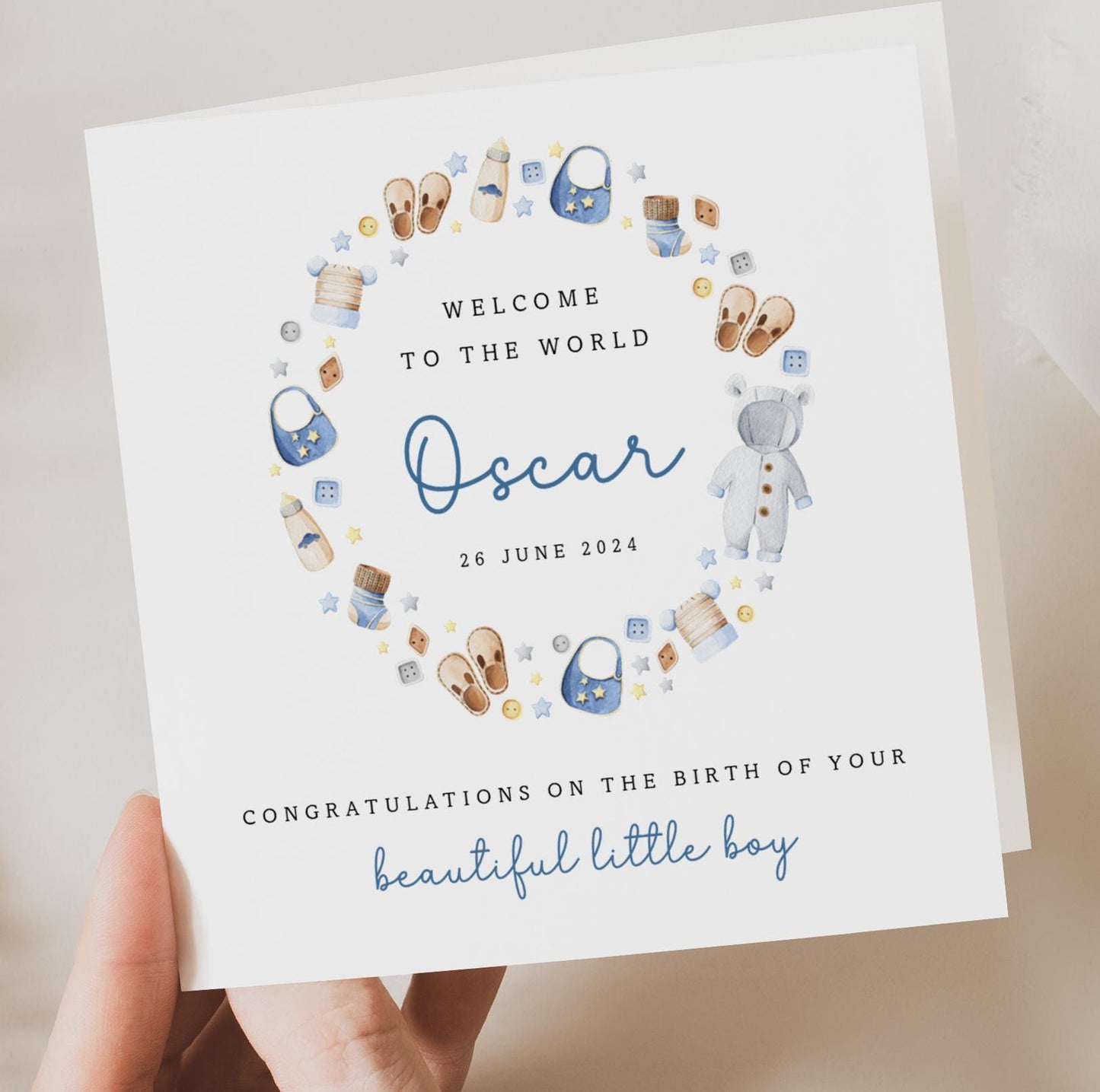 Blue New Baby Boy Card