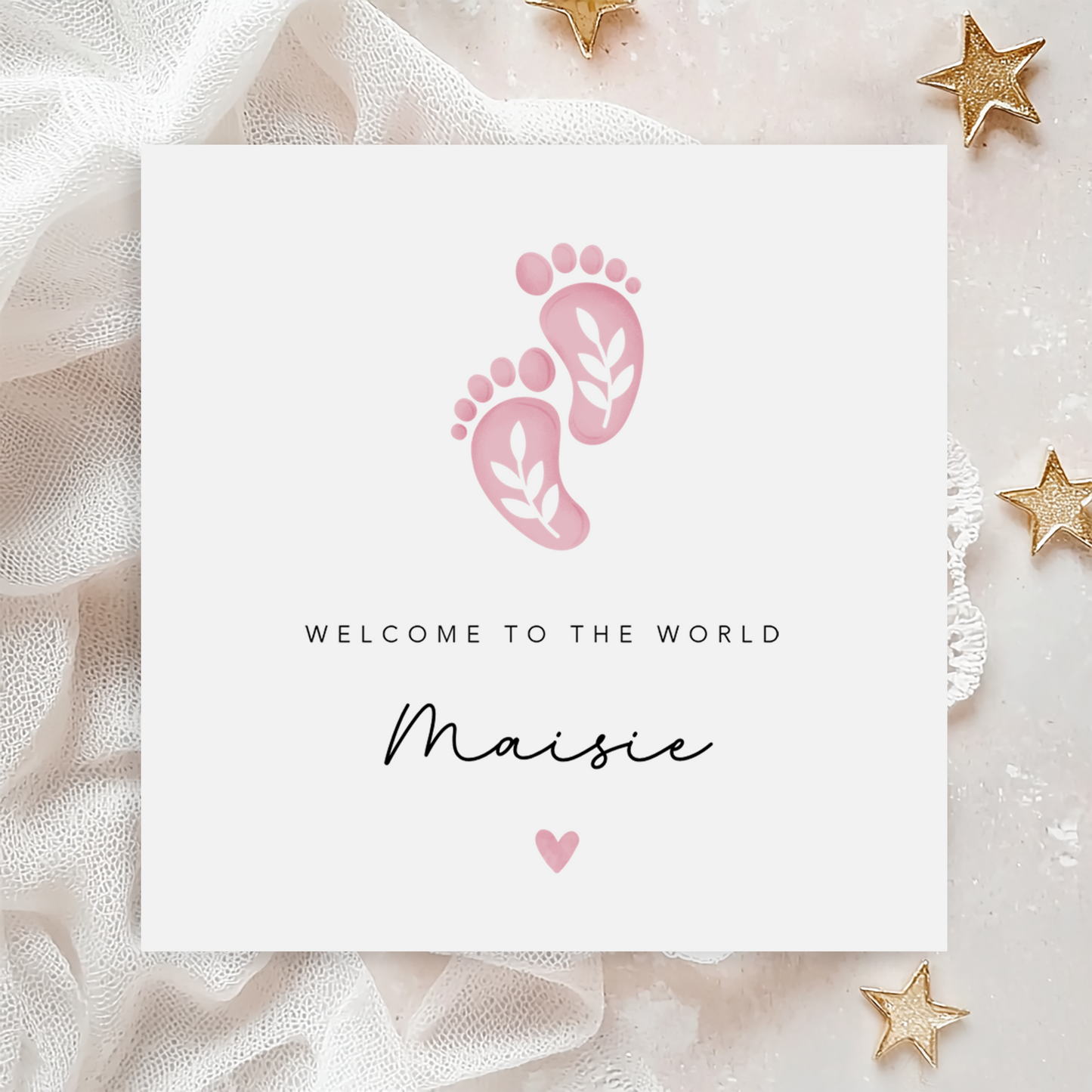 Pink Footprints Baby Girl Card