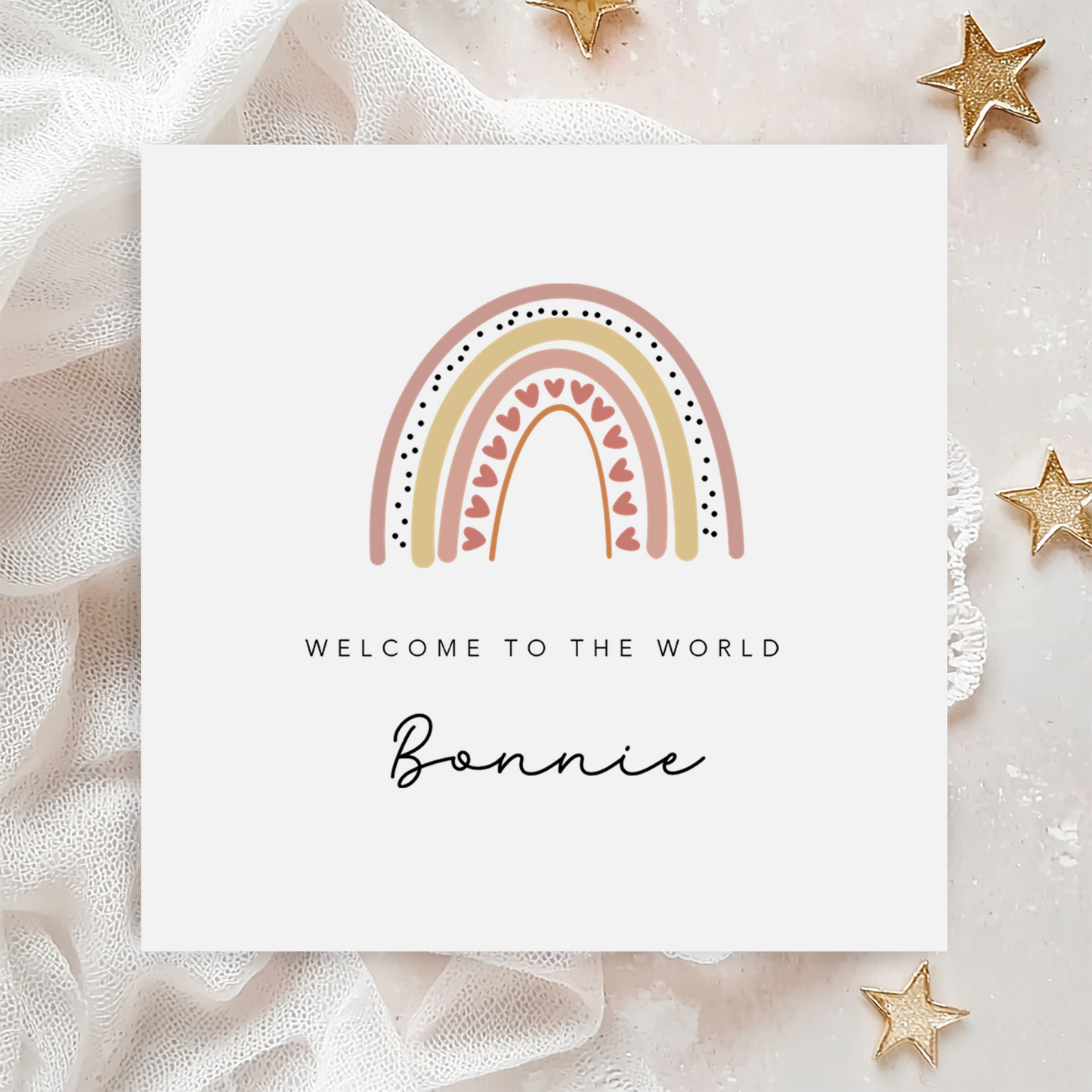 Peach Rainbow New Baby Card