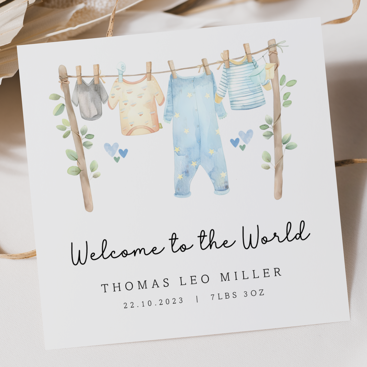 Blue Baby Clothes - New Baby Boy Card