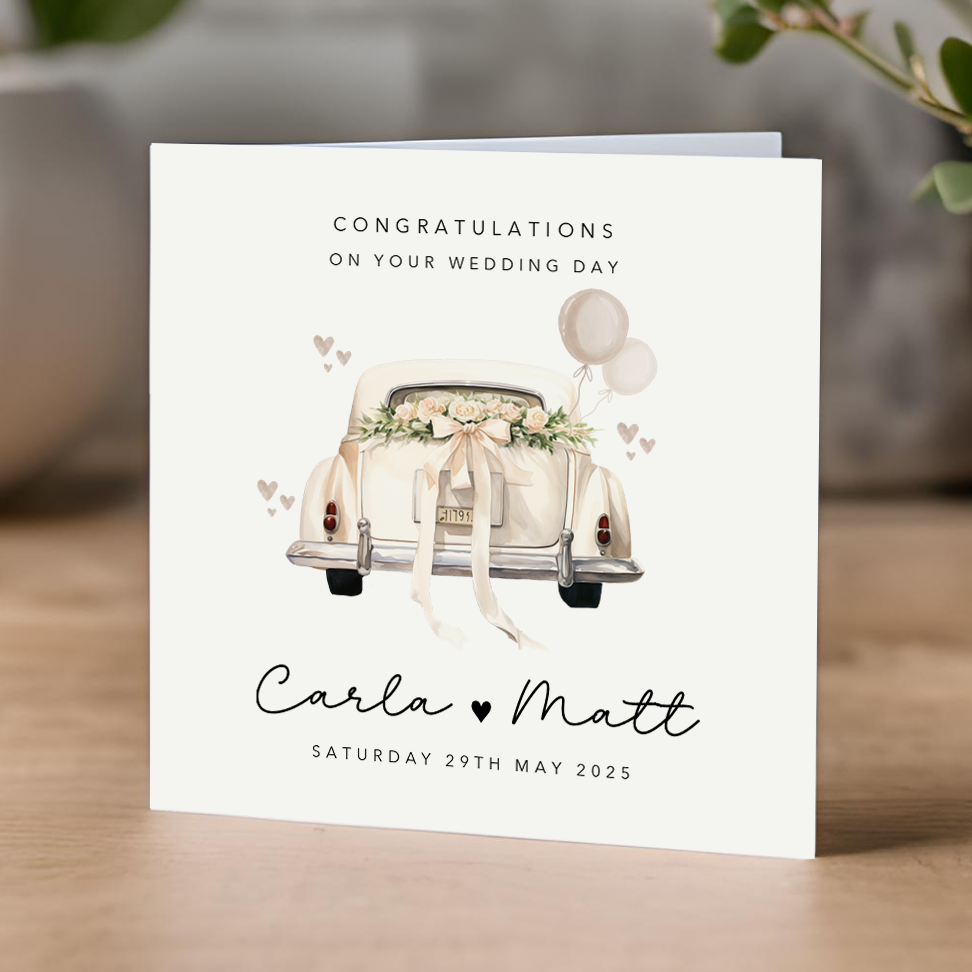 Wedding Car Beige Wedding Card