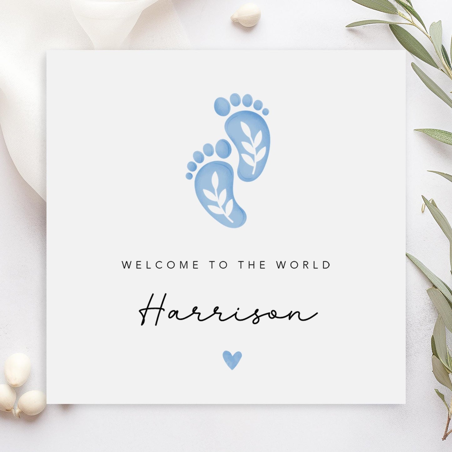 Blue Footprints New Baby Card