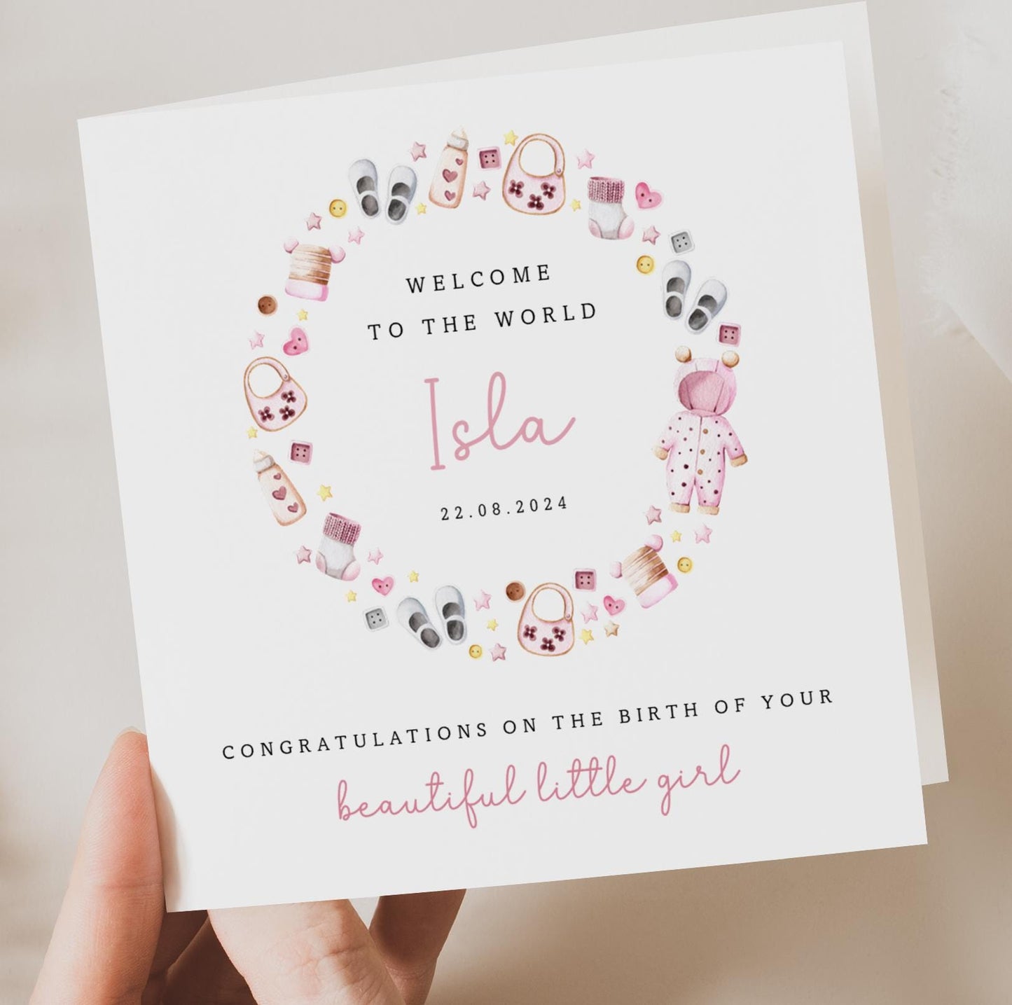 Pink New Baby Girl Card
