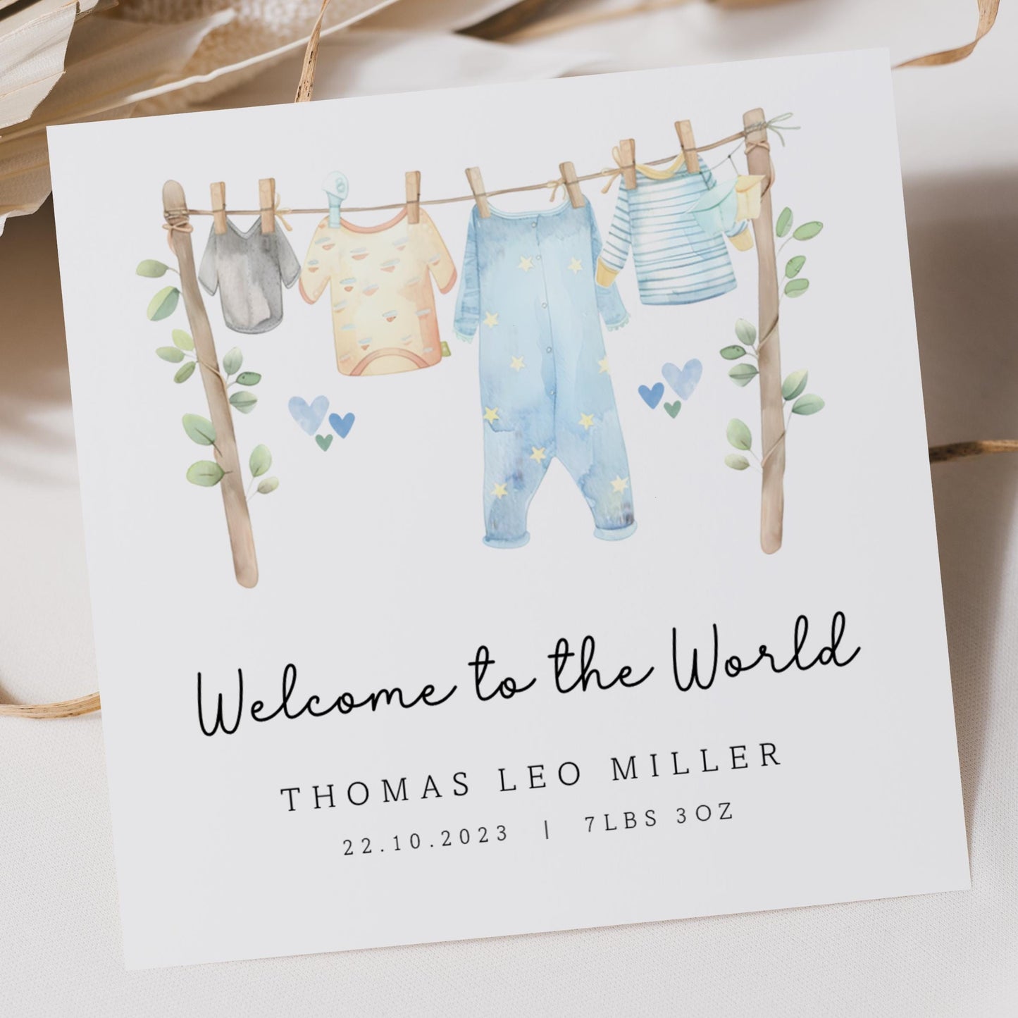 Baby Clothes Line New Baby Card