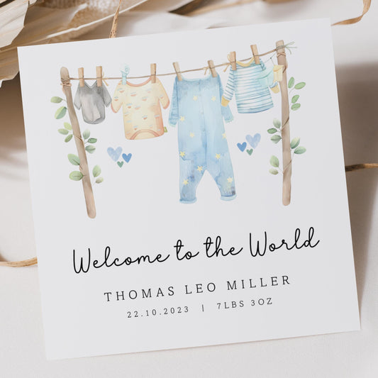 Baby Clothes Line New Baby Card