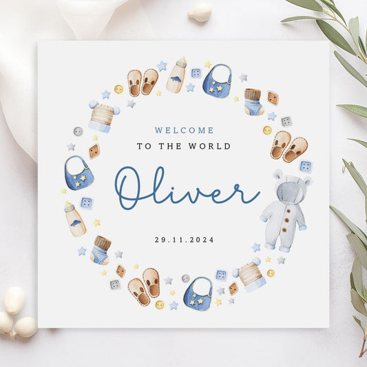 Blue Toys Wreath Baby Card