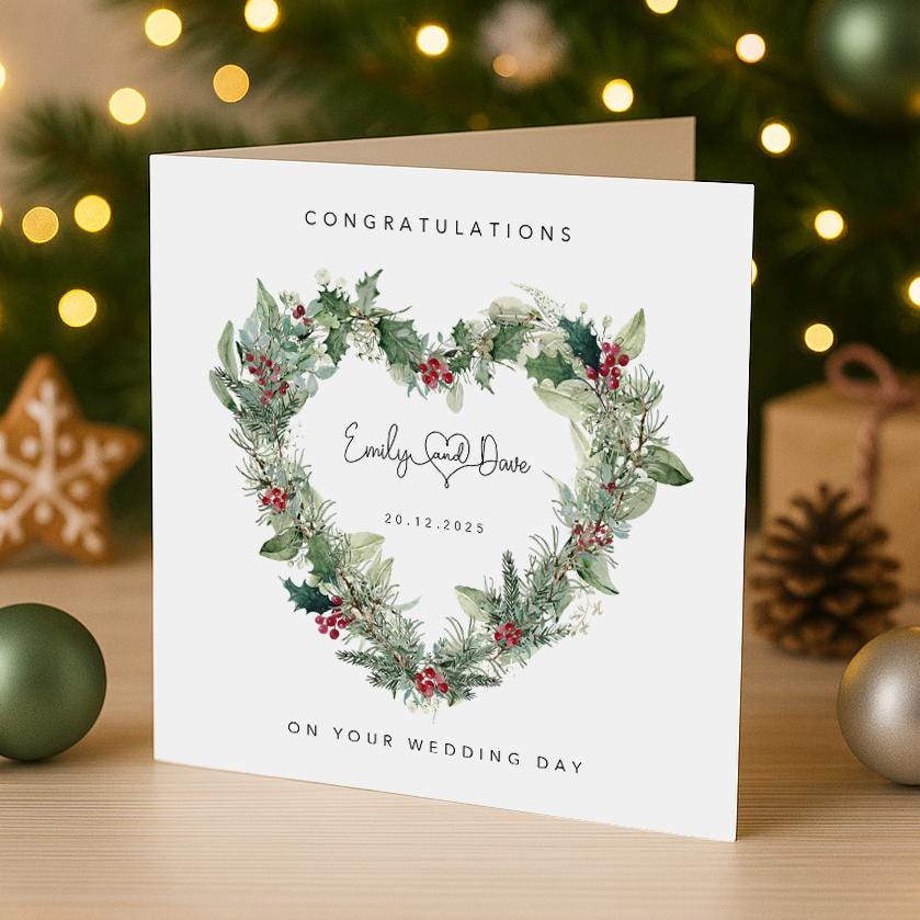 Festive Winter Wedding Card