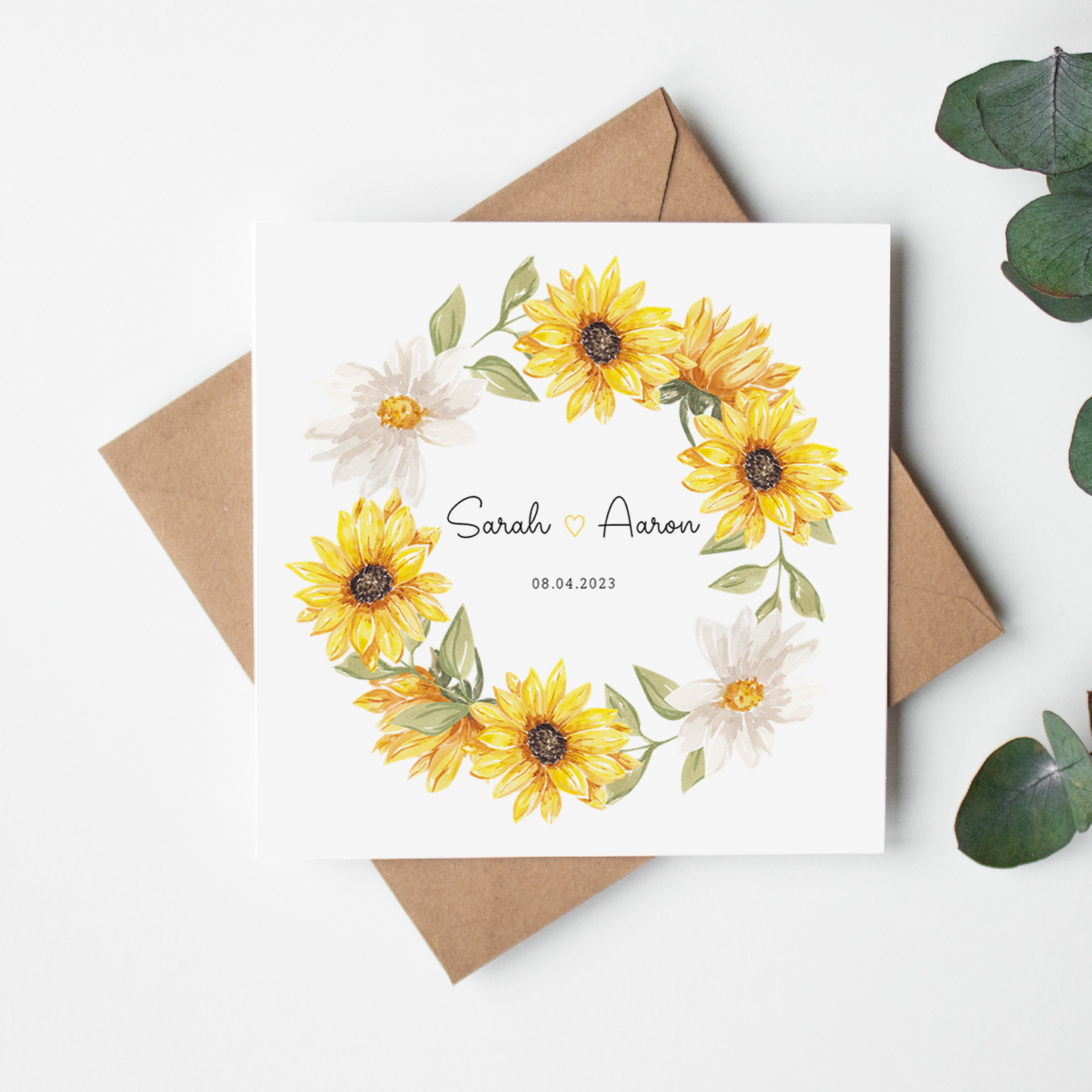 Sunflowers Personalised Wedding Card