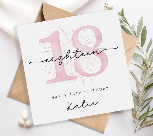 Personalised 18th Birthday Card for Her - Pink | B70