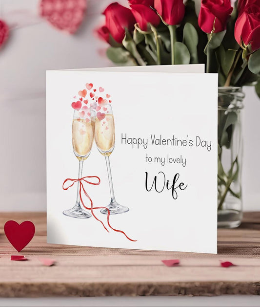 Valentine’s Card for Wife | Champagne Hearts