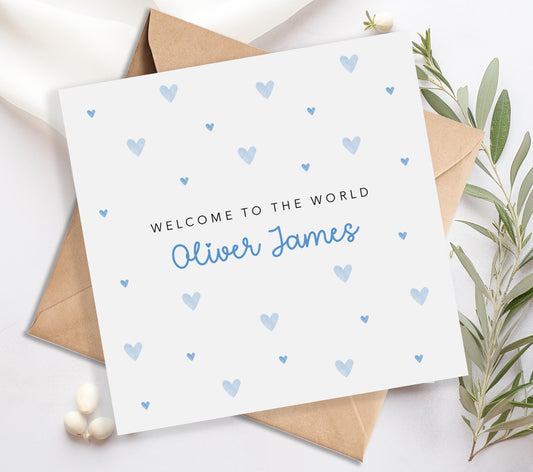 Blue Welcome to the World New Baby Boy Card