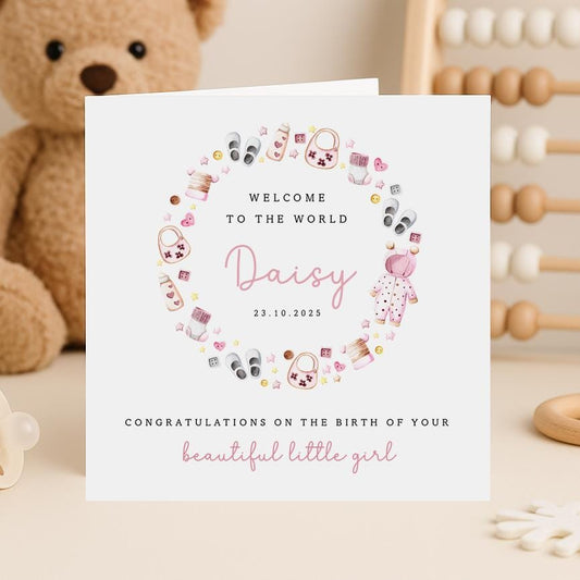 Pink Toys New Baby Card