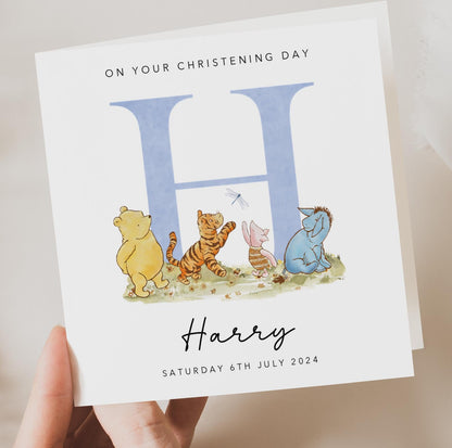 Personalised Christening Card - Blue Initial