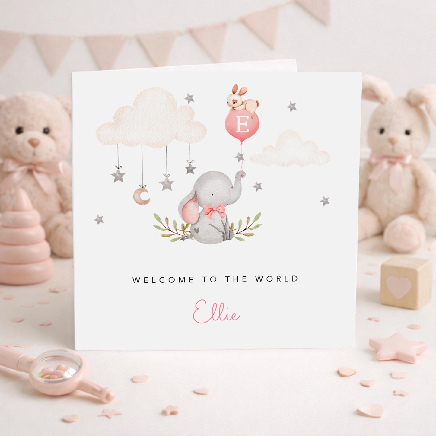 Personalised Pink Elephant New Baby Girl Gift Wrap | Wrapping Paper | WRAP0007