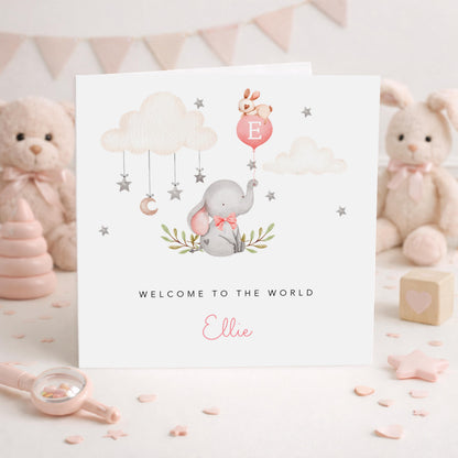 Personalised Pink Elephant New Baby Girl Gift Wrap | Wrapping Paper | WRAP0007
