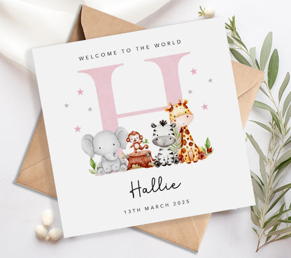 Personalised New Baby Girl Initial Card