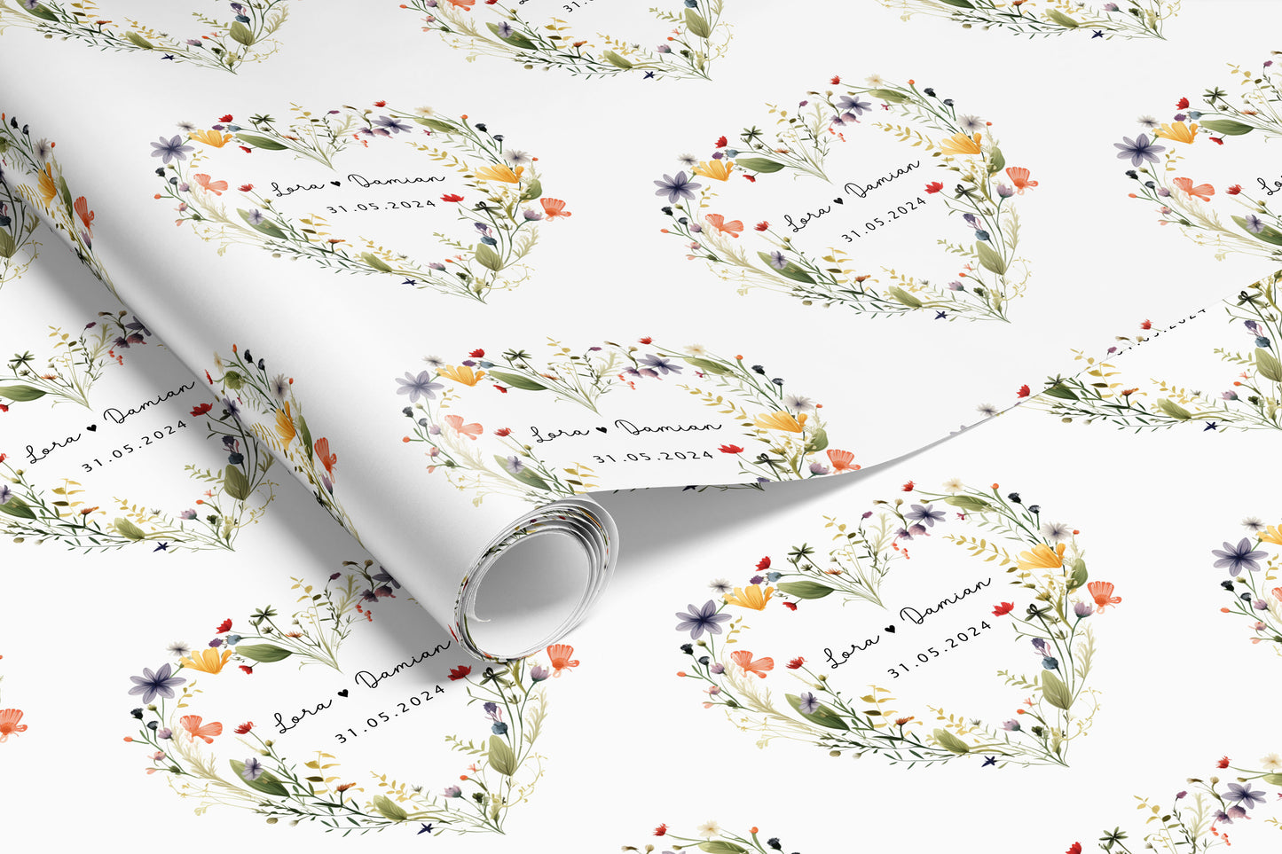 Personalised Wild Flower Wedding Gift Wrap | Wrapping Paper | WRAP0028