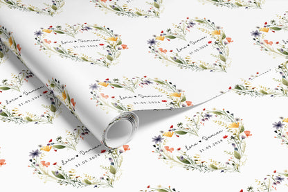 Personalised Wild Flower Wedding Gift Wrap | Wrapping Paper | WRAP0028