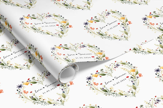 Personalised Wild Flower Wedding Gift Wrap | Wrapping Paper | WRAP0028