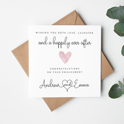 'Wishing you love, laughter and a happily ever after' Engagement Card