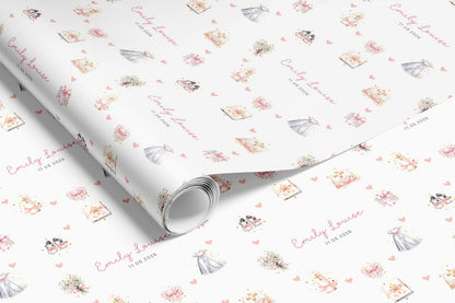 Personalised Pink Christening Gift Wrap |  Wrapping Paper |  WRAP0043