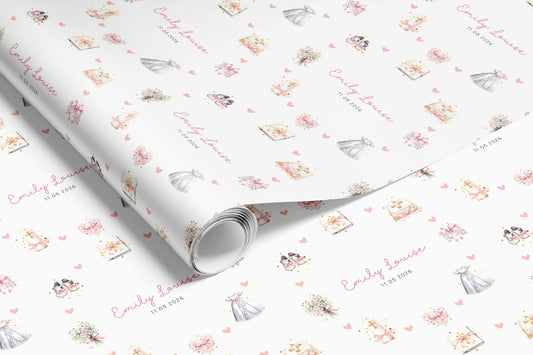Personalised Pink Christening Gift Wrap |  Wrapping Paper |  WRAP0043