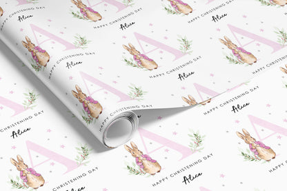 Personalised Pink Christening Gift Wrap | Wrapping Paper | WRAP0013