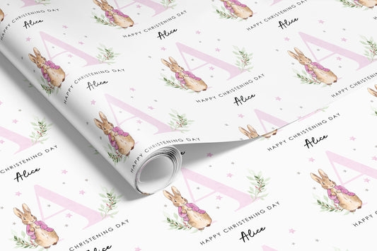 Personalised Pink Christening Gift Wrap | Wrapping Paper | WRAP0013
