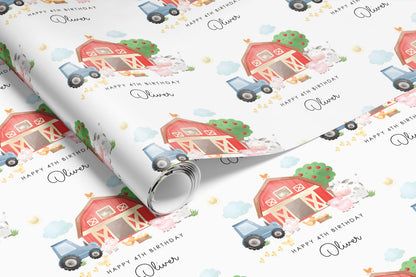 Personalised Farmyard Birthday Gift Wrap |   Wrapping Paper |  WRAP0023