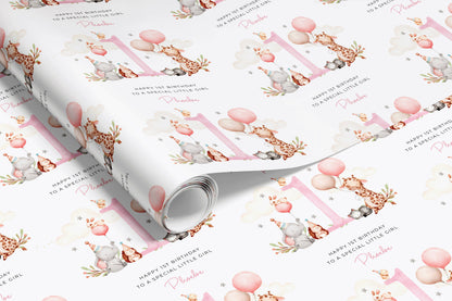 Personalised Pink Animals Birthday Gift Wrap | Wrapping Paper |  WRAP0001