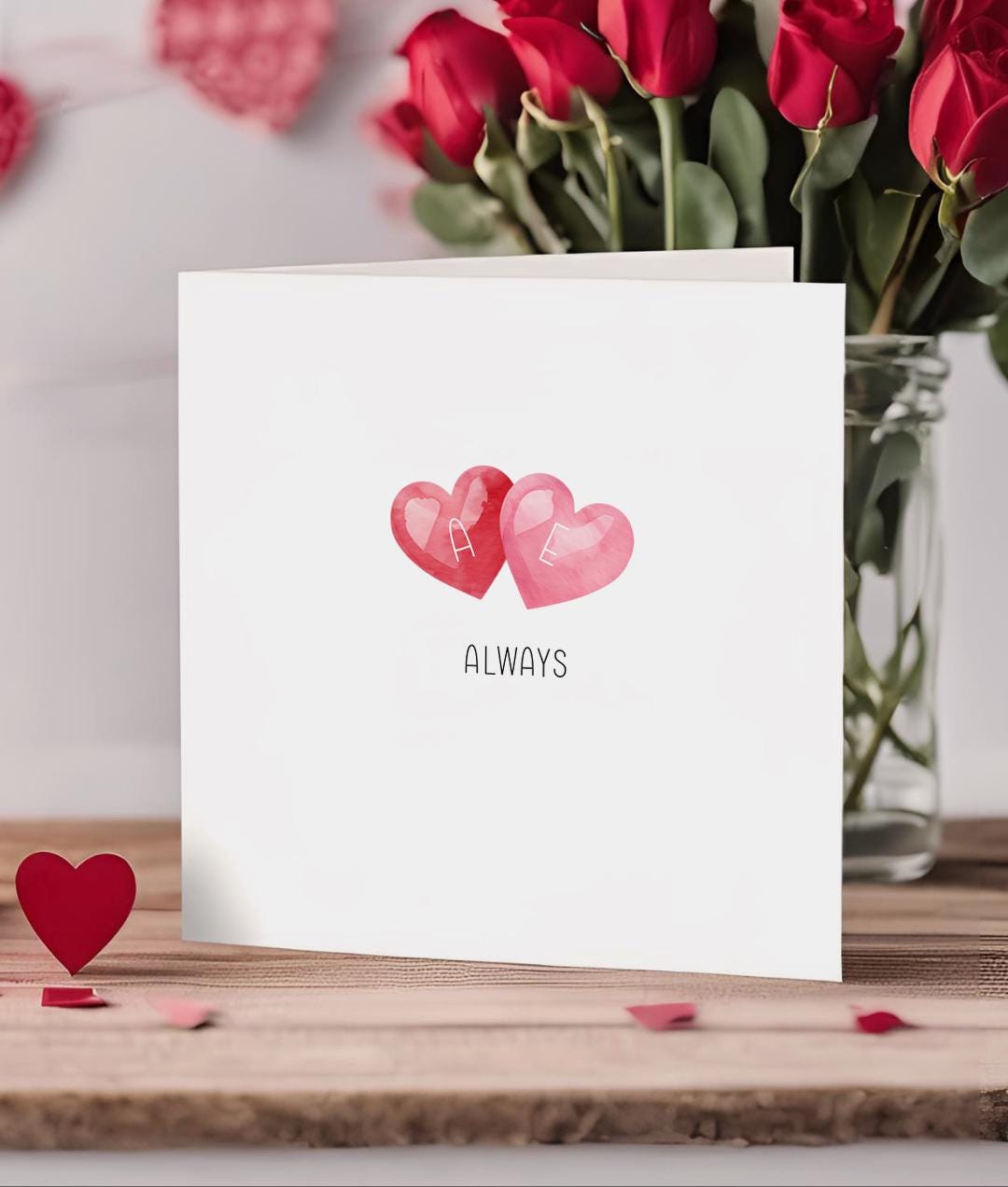 Valentine's Card - Always - Personalised with Initials