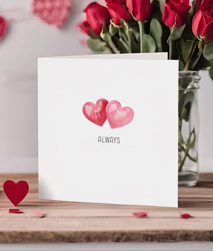 Valentine's Card - Always - Personalised with Initials