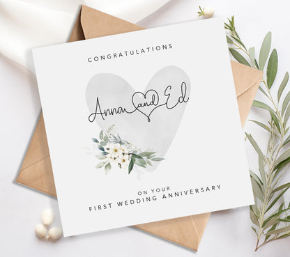 Personalised First Anniversary card