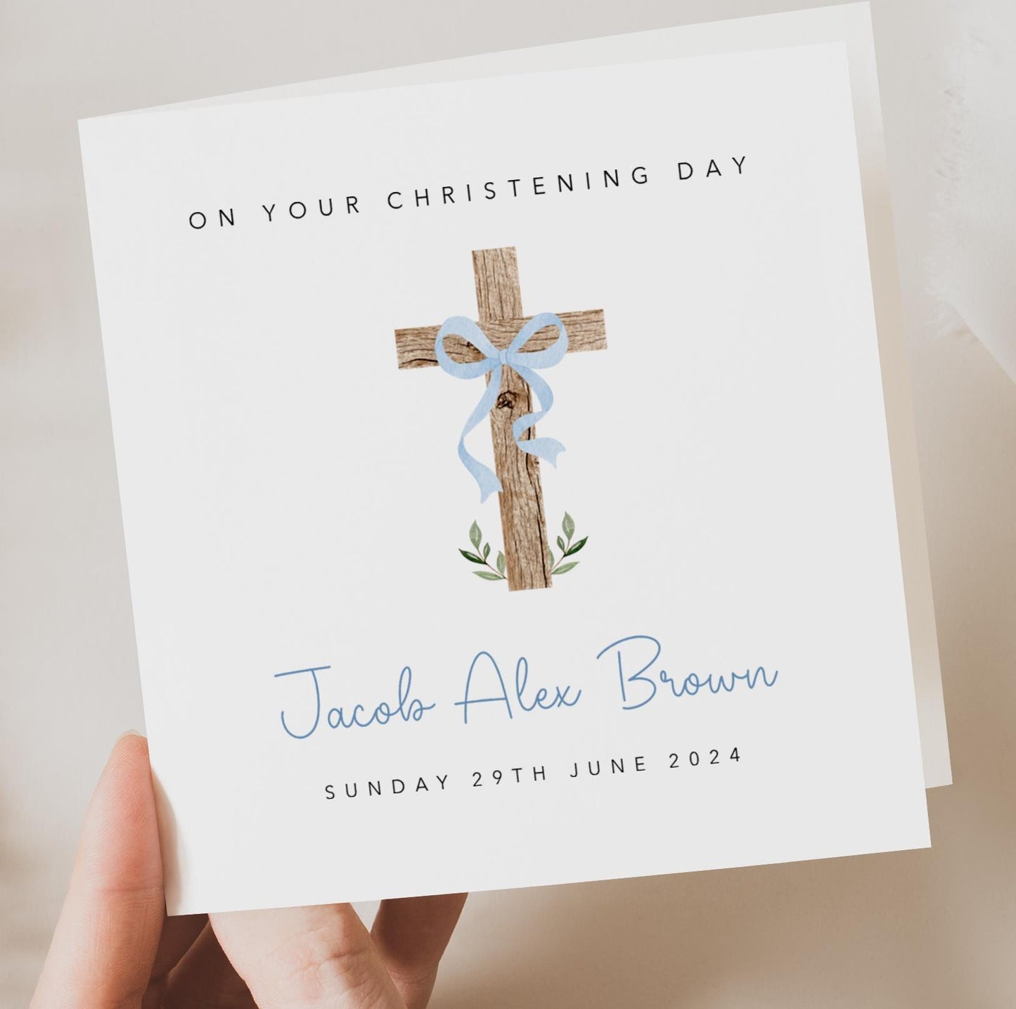 Blue Cross Christening Card