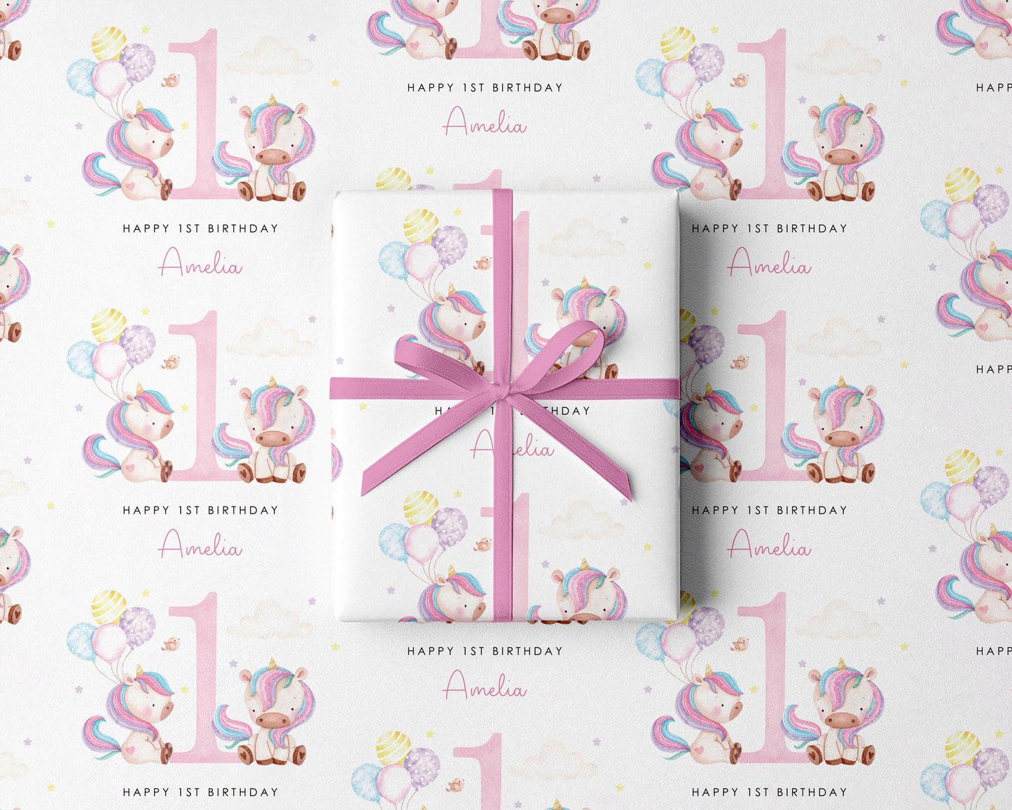 Pink Unicorn Personalised Gift Wrap |  Wrapping Paper |  WRAP0019