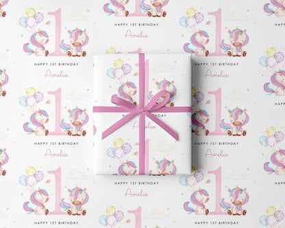 Pink Unicorn Personalised Gift Wrap |  Wrapping Paper |  WRAP0019