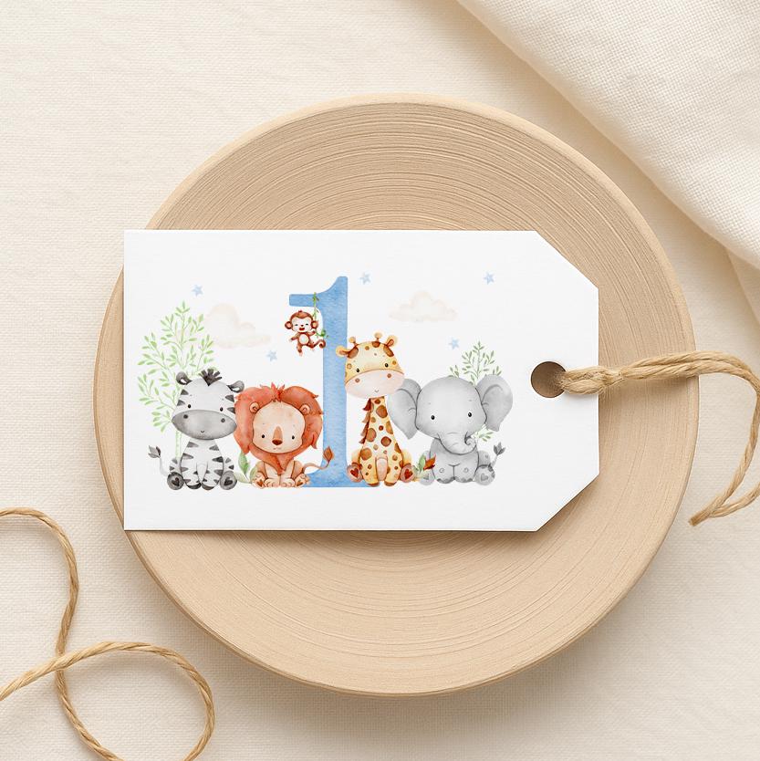 Personalised Blue Animals Birthday Gift Wrap | Wrapping Paper | WRAP0004