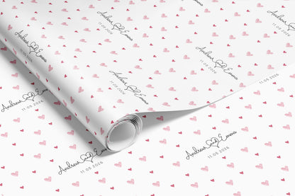 Personalised Pink Hearts Wedding Gift Wrap | Wrapping Paper |  WRAP0040