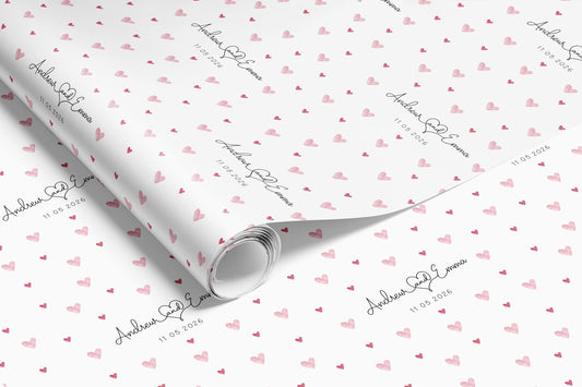 Personalised Pink Hearts Wedding Gift Wrap | Wrapping Paper |  WRAP0040