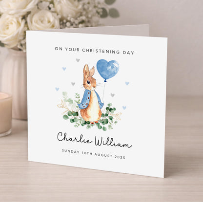 Personalised Blue Rabbit Christening Gift Wrap | Wrapping Paper | WRAP0045