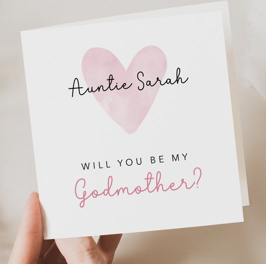 Will you be my Godmother Card - Pink Heart