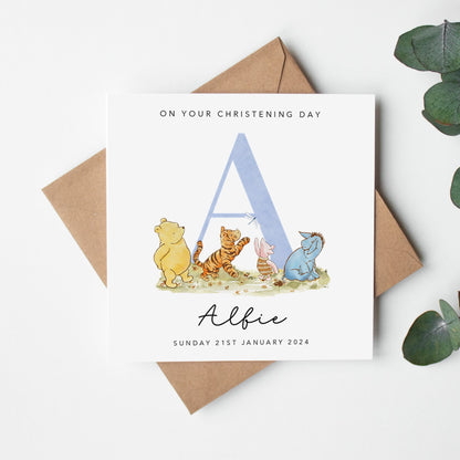 Personalised Christening Card - Blue Initial