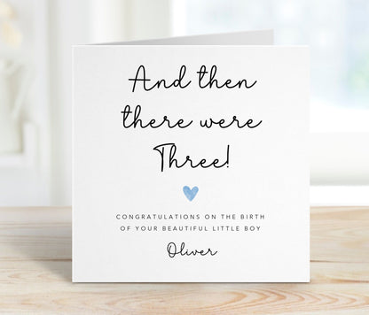 Personalised Baby Card - and then there were three