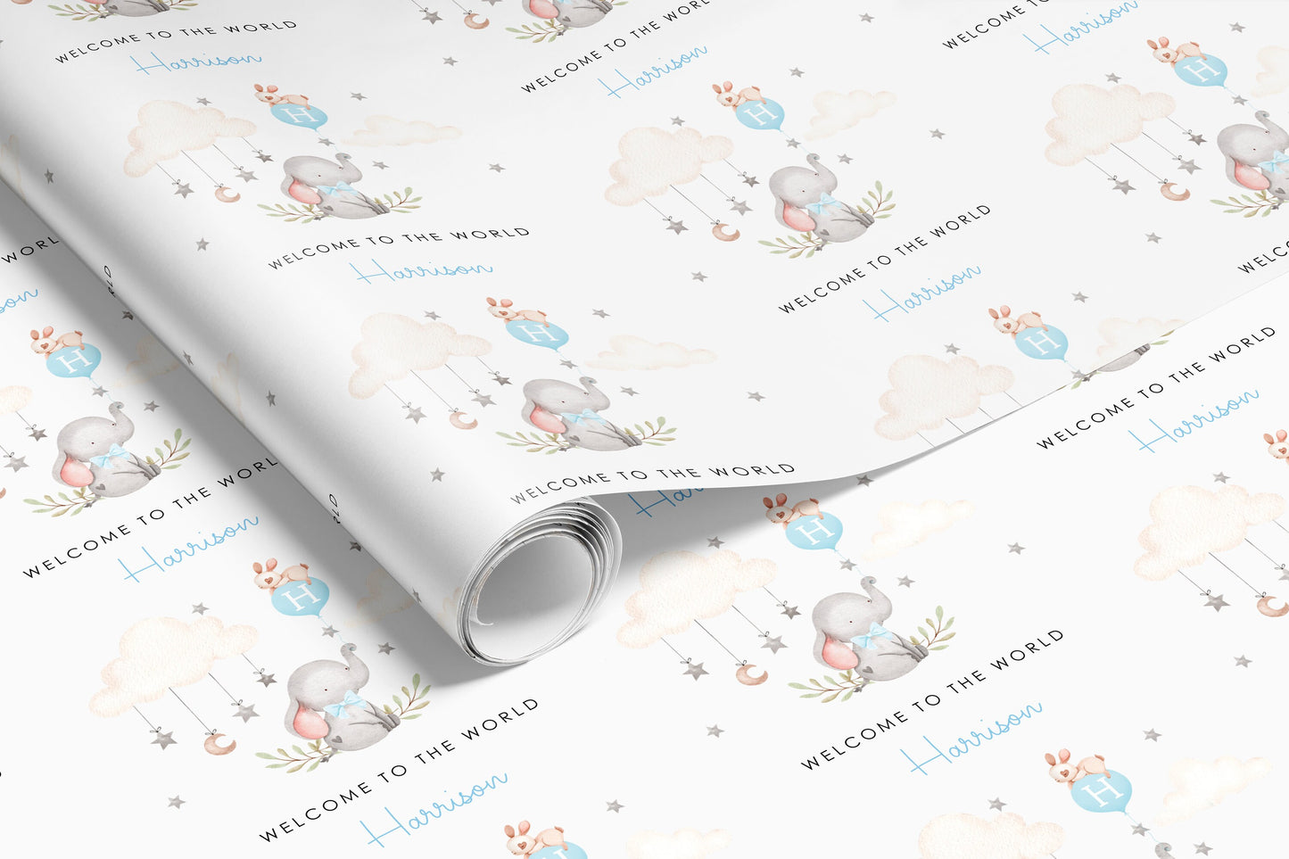 Personalised Blue New Baby Boy Gift Wrap | Wrapping Paper | WRAP0008