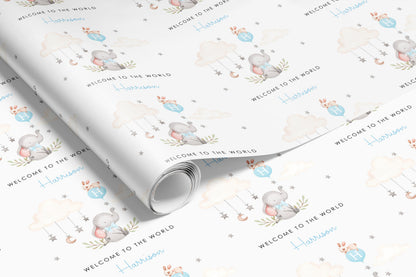 Personalised Blue New Baby Boy Gift Wrap | Wrapping Paper | WRAP0008