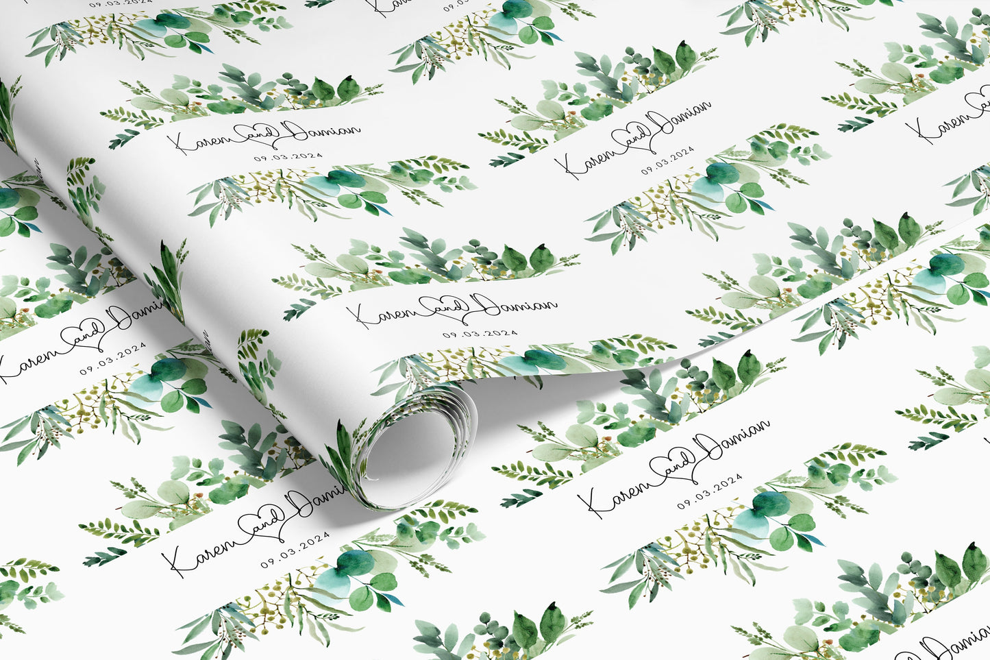 Personalised Greenery Wedding Gift Wrap |  Wrapping Paper |  WRAP0025