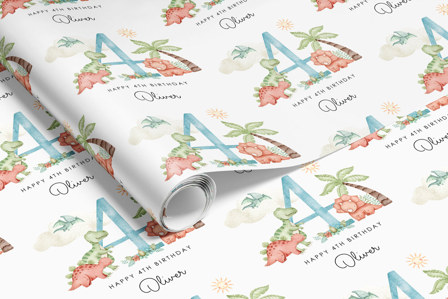 Personalised Dinosaurs Birthday Gift Wrap |  Wrapping Paper | WRAP0022
