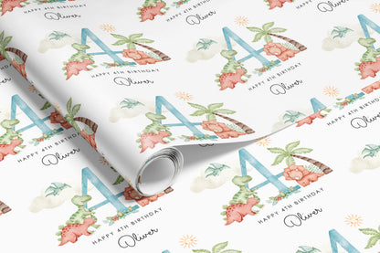 Personalised Dinosaurs Birthday Gift Wrap |  Wrapping Paper | WRAP0022