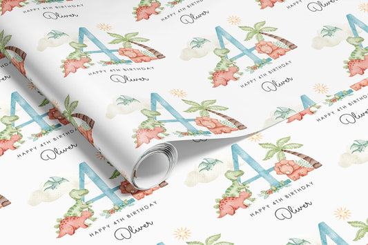 Personalised Dinosaurs Birthday Gift Wrap |  Wrapping Paper | WRAP0022